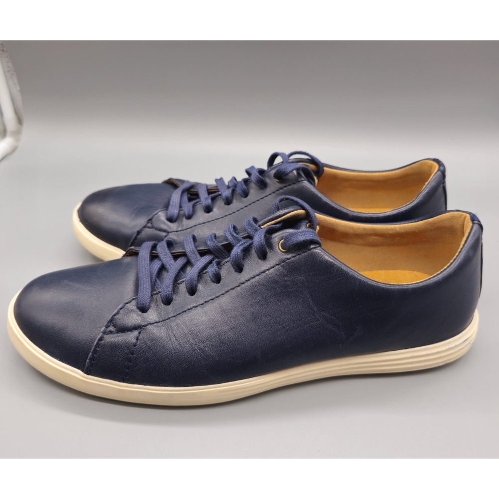 Cole Haan Grand OS Shoes Sneaker Mens 9.5 M Navy Blue Leather Lace Up Round Toe